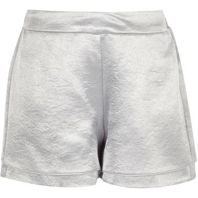 Girls silver high waisted shorts